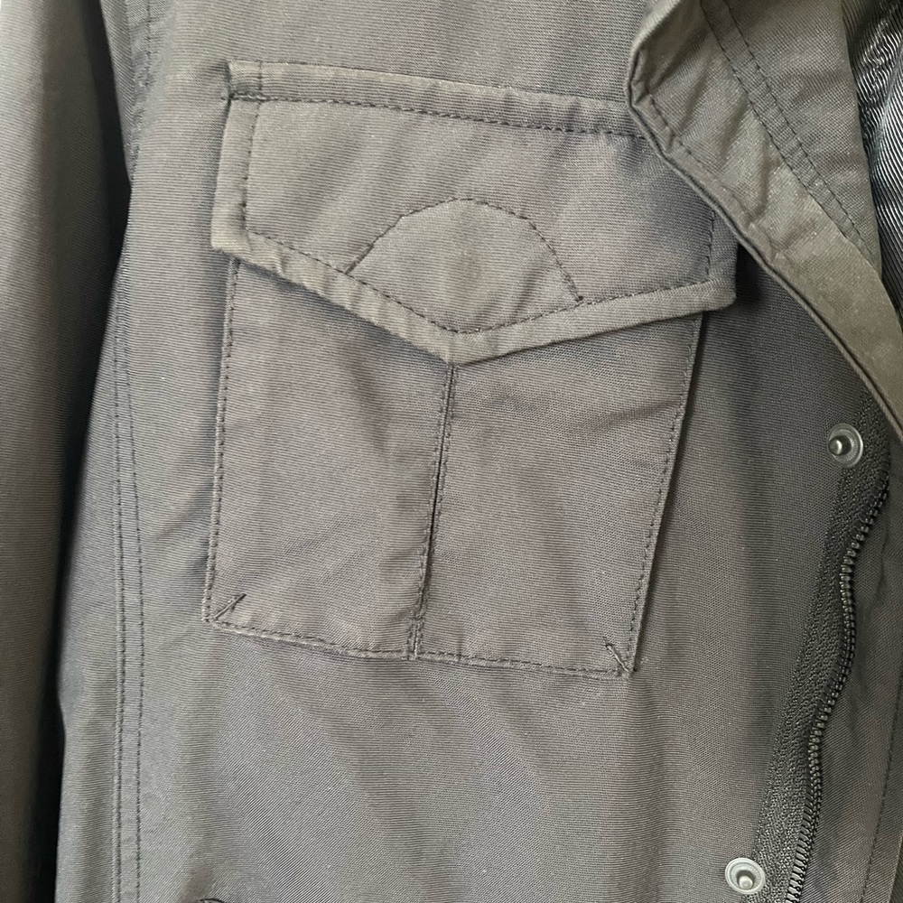 Tommy Hilfiger Large Black Mens coat field bomber jacket zip in hood - Picture 3 of 12